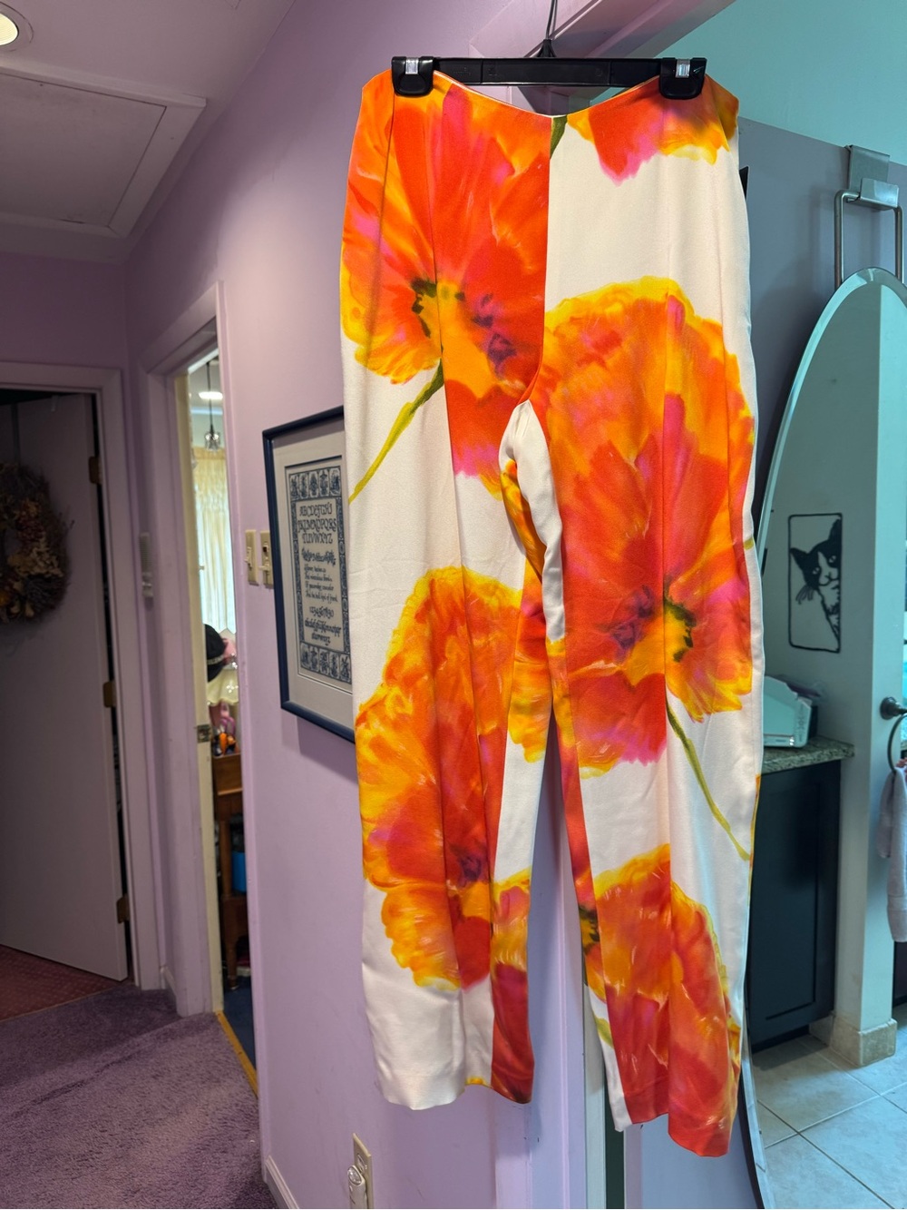 NWT!! Dana Buchman Size 16 Floral Orange Poppy Print Pants